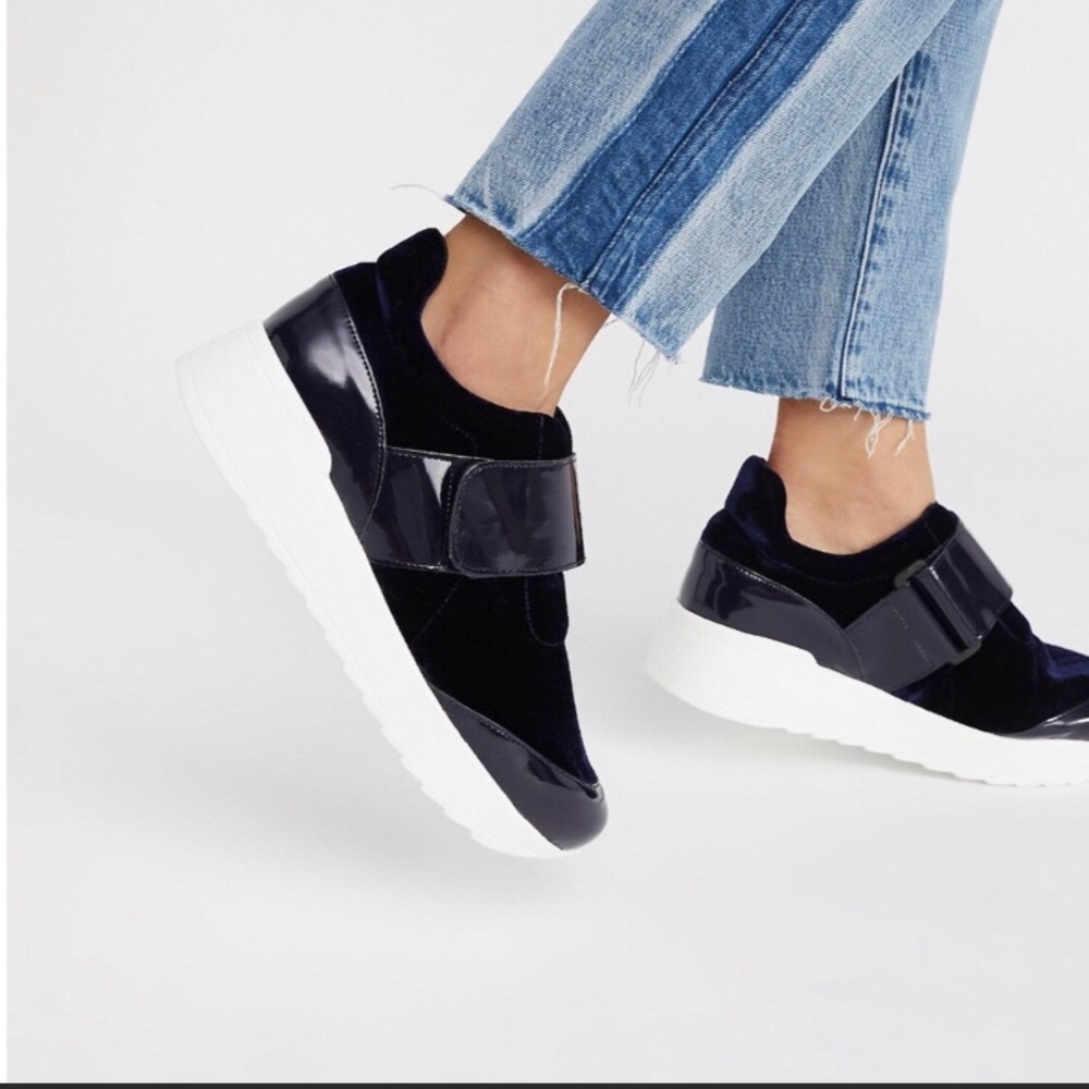 Navy blue free people sneakers. Retail $168 size 8